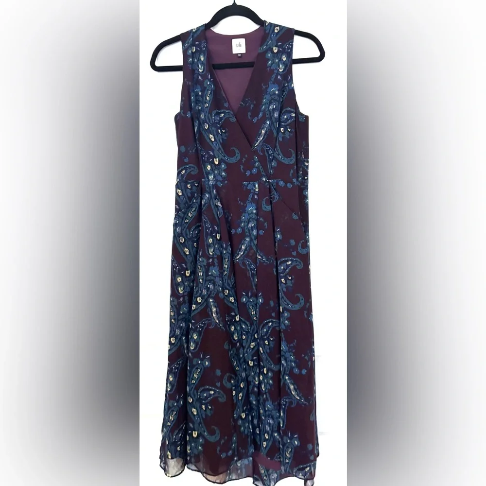 CAbi Dress Treasure Paisley Printed Pleated Pockets - Picture 5 of 11